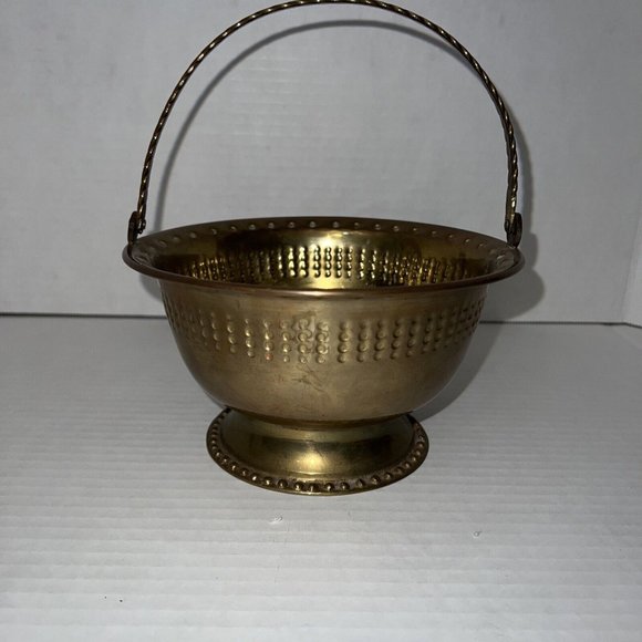 Vintage Brass Basket dish With Handle - Picture 1 of 5